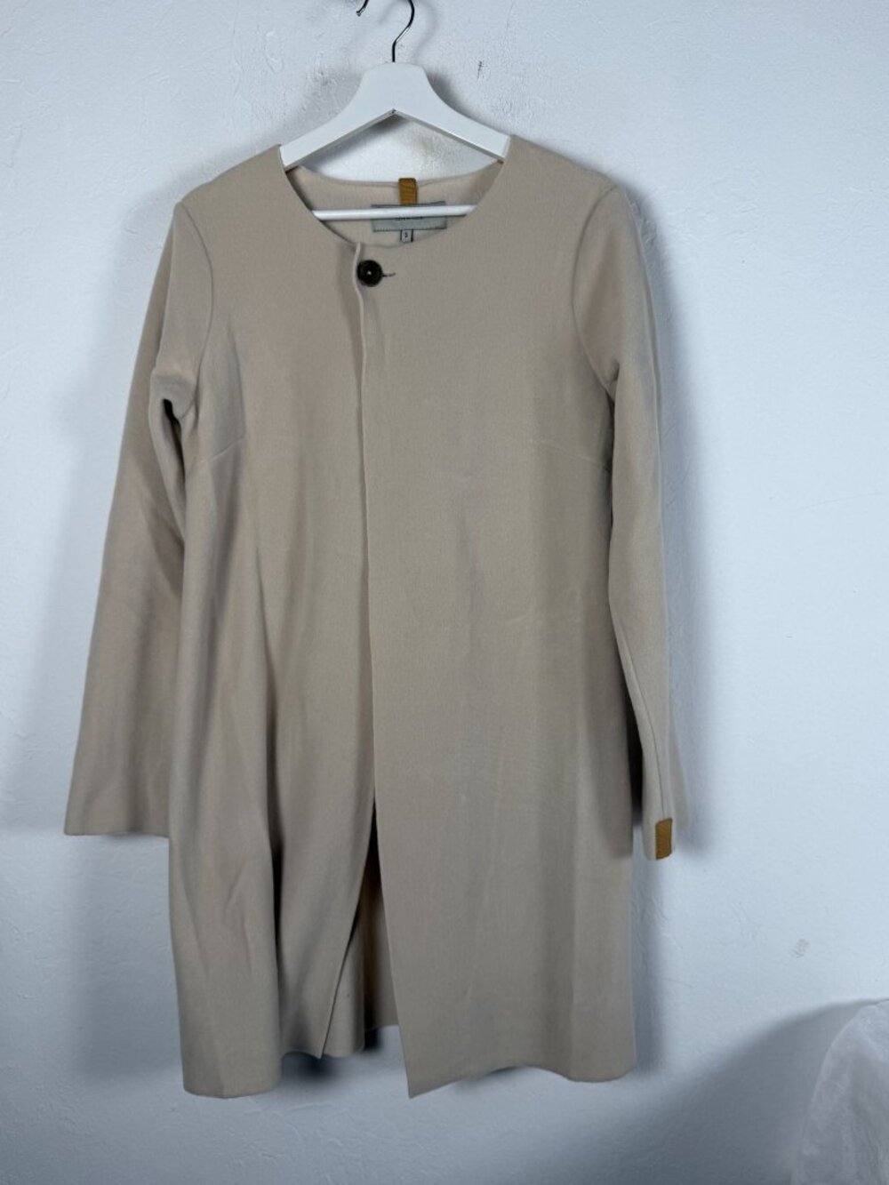 Henriette Steffensen Copenhagen Womens Beige Longline Wrap Cardigan Jacket Small